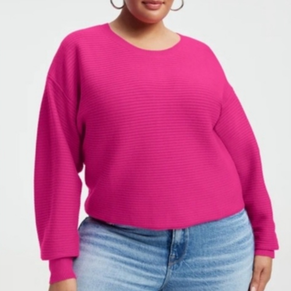 Good American Fuschia Pink Ribbed Sweater Size 4X (7)